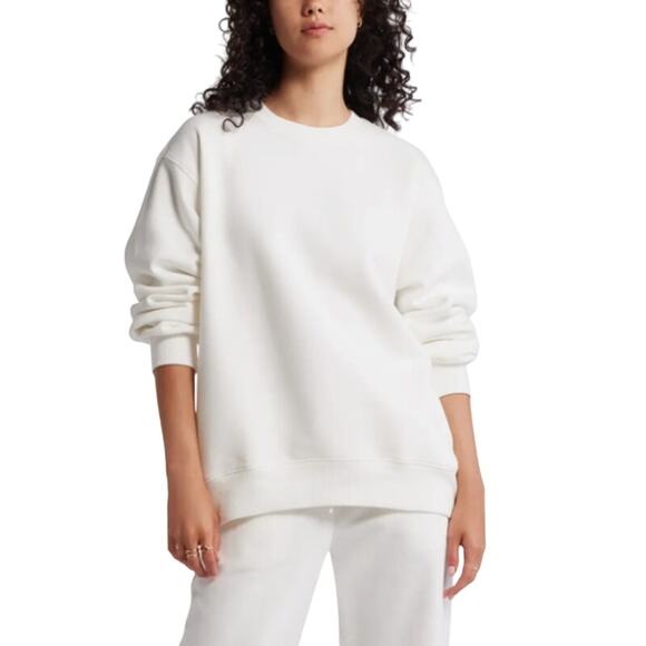 BP Fleece Lined Oversized Crewneck Sweatshirt Ivory - Picture 1 of 7